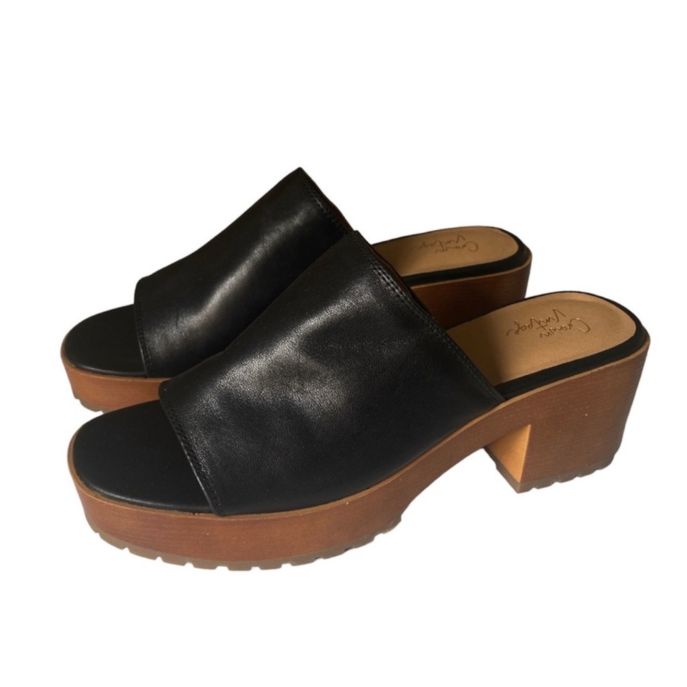 Crown Vintage sandals- wooden block heeled slip ons
